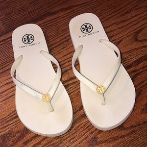 Tory Burch White flip flops